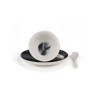 SELETTI Guiltless porcelain tea cup with plate and teaspoon - Tacita