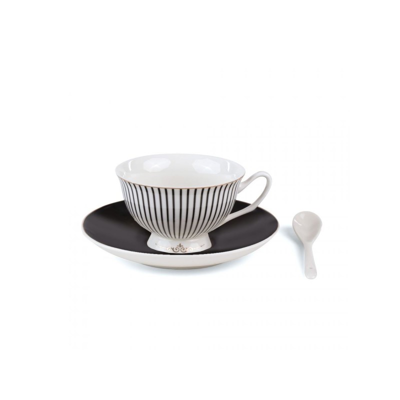 SELETTI Guiltless porcelain tea cup with plate and teaspoon - Tacita