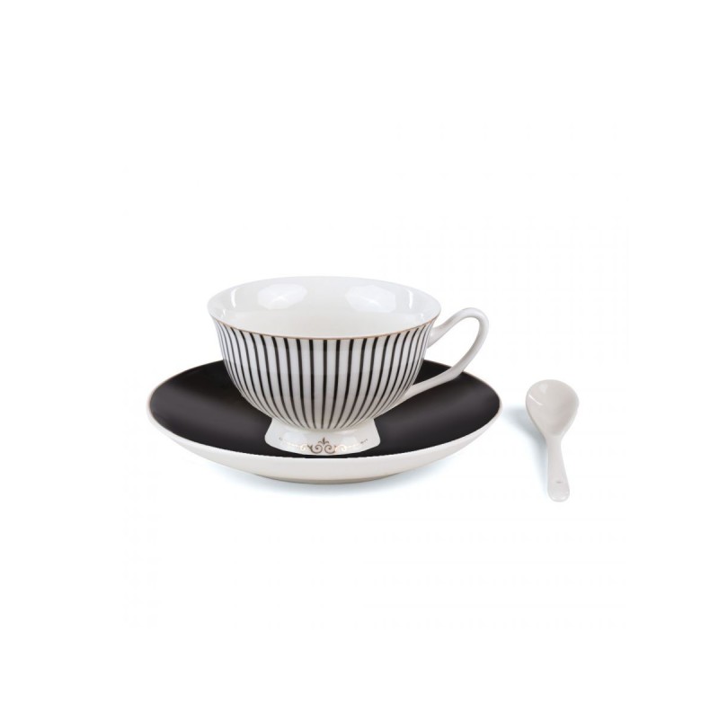 SELETTI Guiltless porcelain tea cup with plate and teaspoon - Cerere