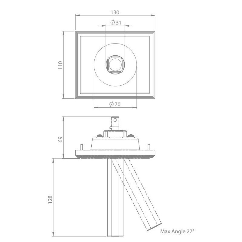 Brick In The Wall 200Cent Xl Square Swing30 Trimless Excl. Driver Adj recessed spot