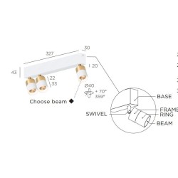 Trizo21 Audette-Duo 3 up with honeycomb ceiling lamp