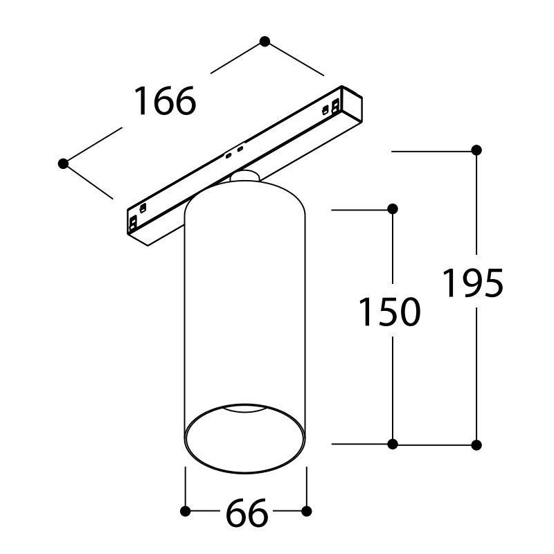 Tal Lighting FUNNEL ELBOW 150 TRACK 48V SINGLE Schienenleuchte