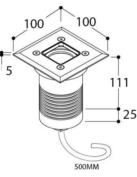 Tal Lighting MINI OBO SQUARE LUXEON M WC CLEAR GLASS Einbaustrahler