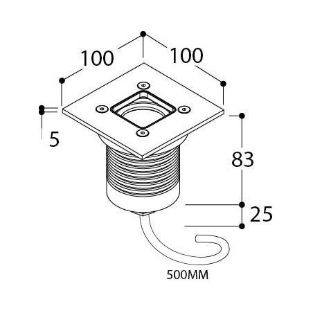 TAL MINI UBO SQUARE LUXEON M WC CLEAR GLASS recessed spot