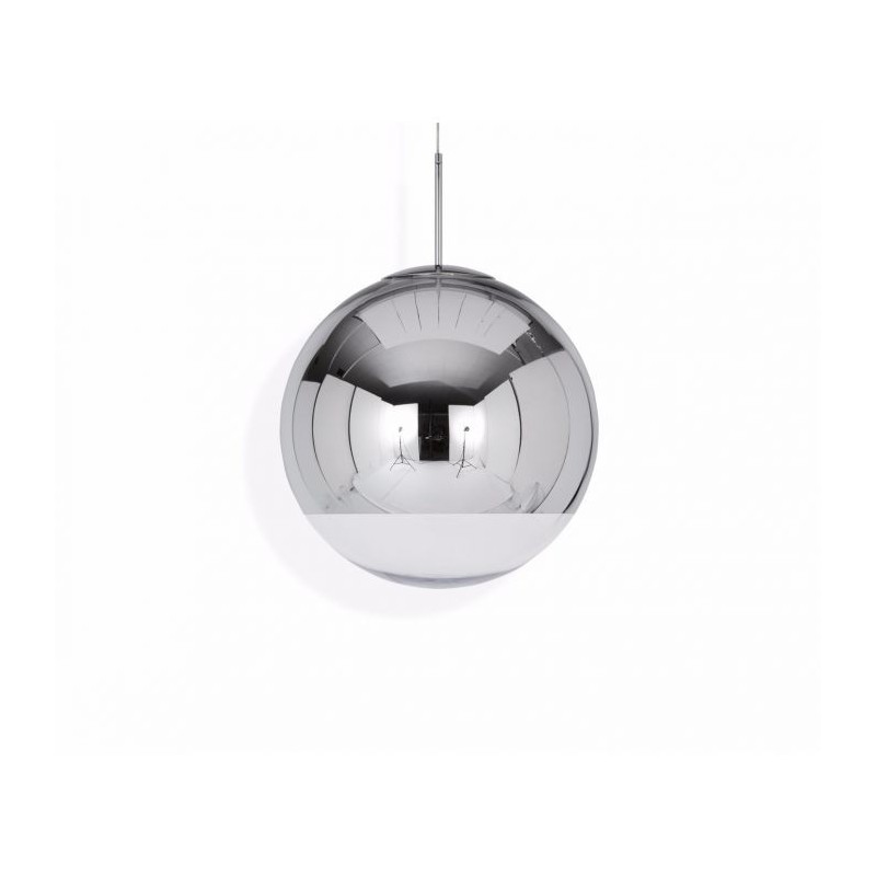 mirror ball pendant 50cm zilver