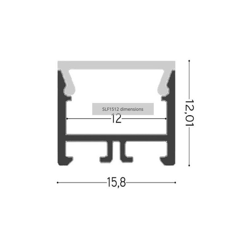 Integratech Profiel SL Flat 15x12 3m diff. zwart incl. acc.