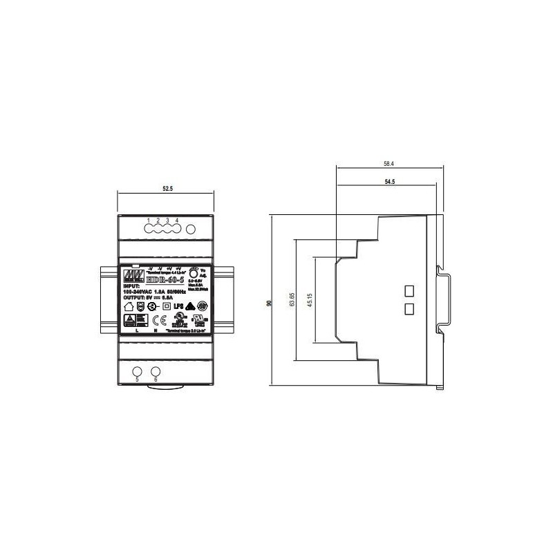 Integratech LED voeding 24VDC 60W DIN-rail