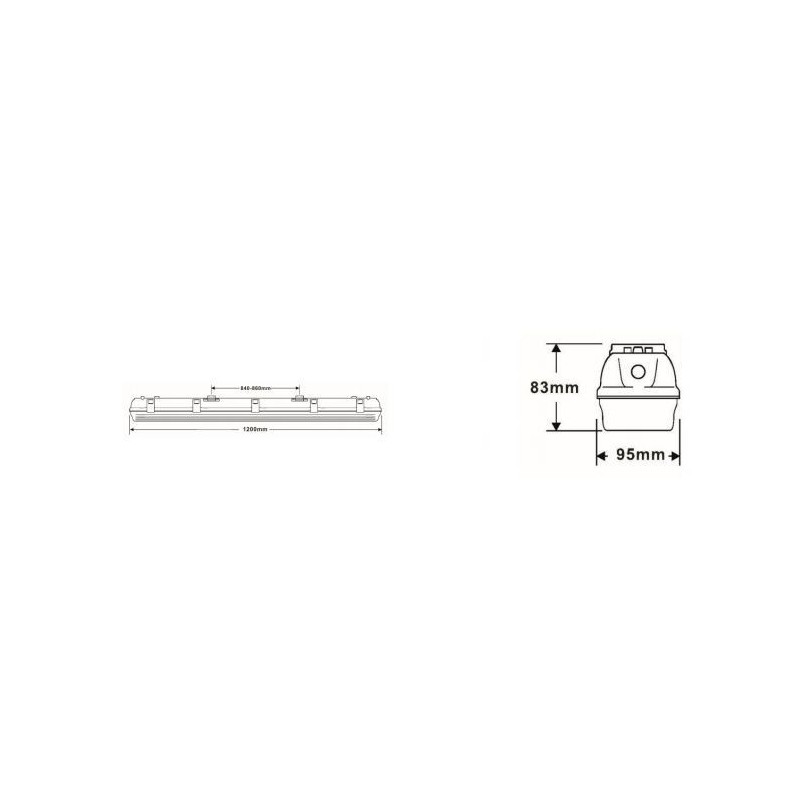 Integratech HWDP 1,2m IP66 em 3h High Output Deckenlampe