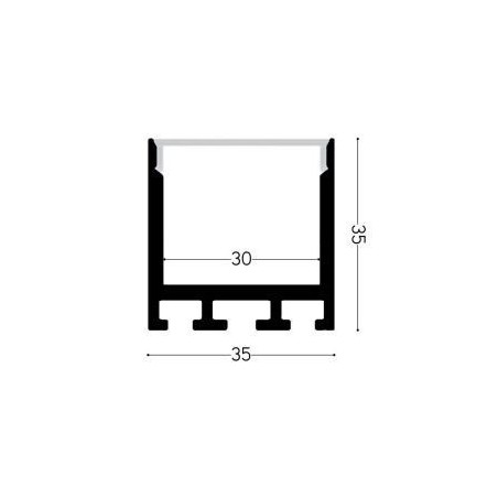 Integratech Profile SL Flat 35x35 2m milky cover incl. acc.