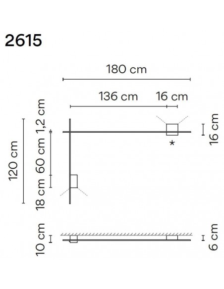 Vibia Structural 2X Extended 180X120 wall lamp