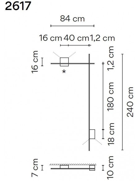 Vibia Structural 2X Extended 84X240 wall lamp