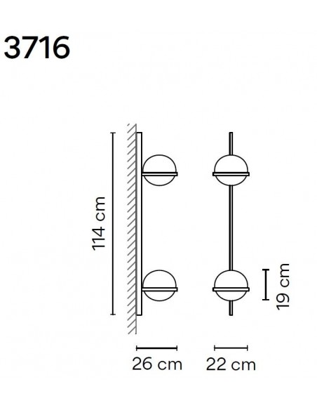 Vibia Palma Vertical 4X 114 wall lamp