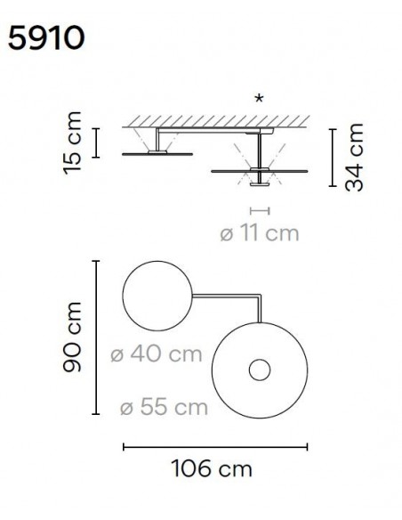 Vibia Flat 3X 106 ceiling lamp