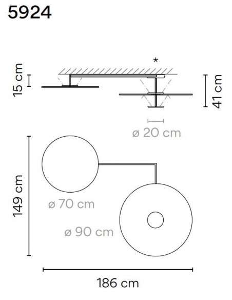 Vibia Flat 3X 186 ceiling lamp