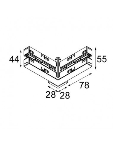 Modular Pista track 48V electrical/mechanical (up/down) connection 90°