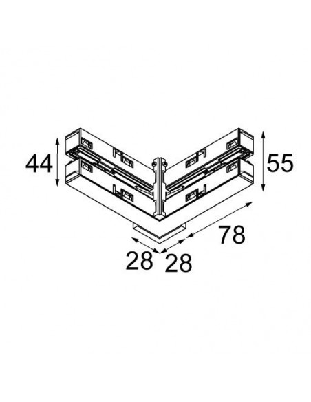 Modular Pista track 48V electrical/mechanical (up/down) connection 90°