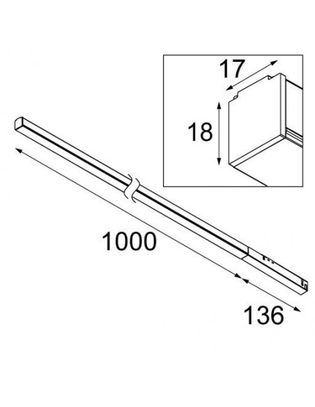 Modular Pista track 48V LED linear Night Light 1-10V GI (1000mm)