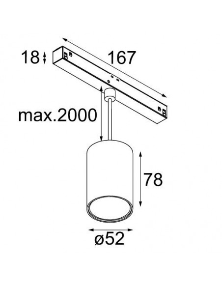 Modular Smart tubed suspension 48 track 48V 1x LED GI