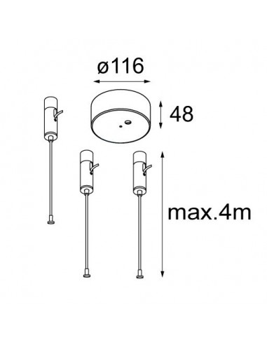 Modular Flat moon suspension kit 4m / 9x0.75 (3 cables)