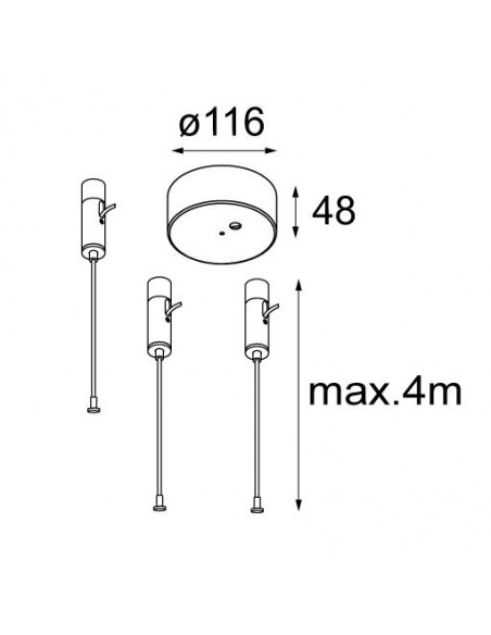 Modular Flat moon suspension kit 4m / 9x0.75 (3 cables)