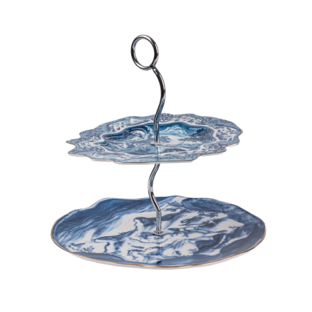 SELETTI DIESEL LIVING-CLASSIC ON ACID Cake plate Porcelain and metal - Cake Stand Acid Tea