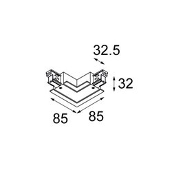 Modular Lighting Connector track recessed 90° 
