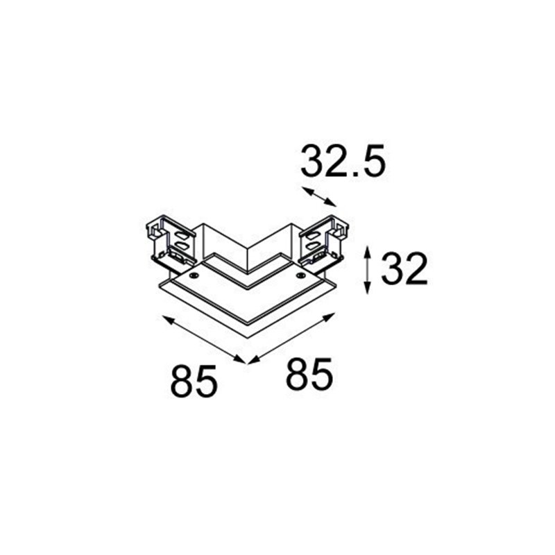 Modular Lighting Connector track recessed 90° inside 