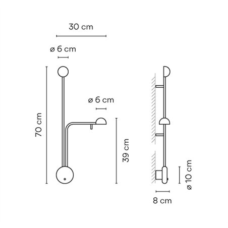 Vibia Pin 2X Right - 1686 wall lamp