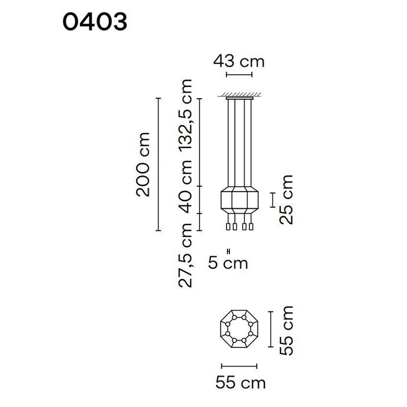 Vibia Wireflow Octagonal 55 suspension lamp