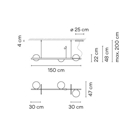 Vibia Palma 5x LED 150 cm - 3734 suspension lamp