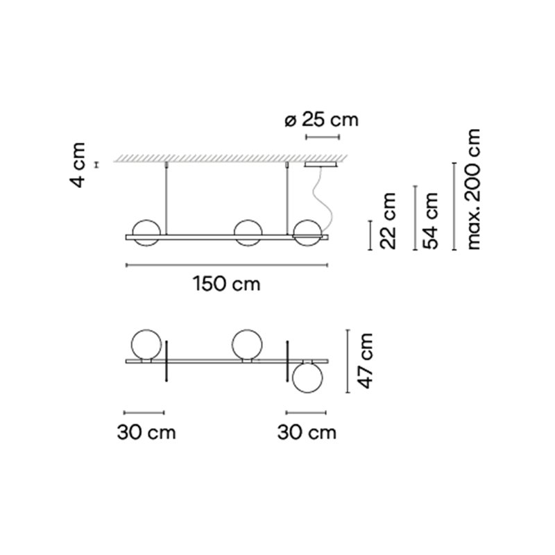Vibia Palma 6x LED 150 cm - 3735 Hängelampe