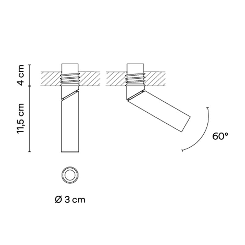 Vibia Bind solo Spotlight Ø 3 cm x 11,5 cm Medium - 6644 Einbauspot