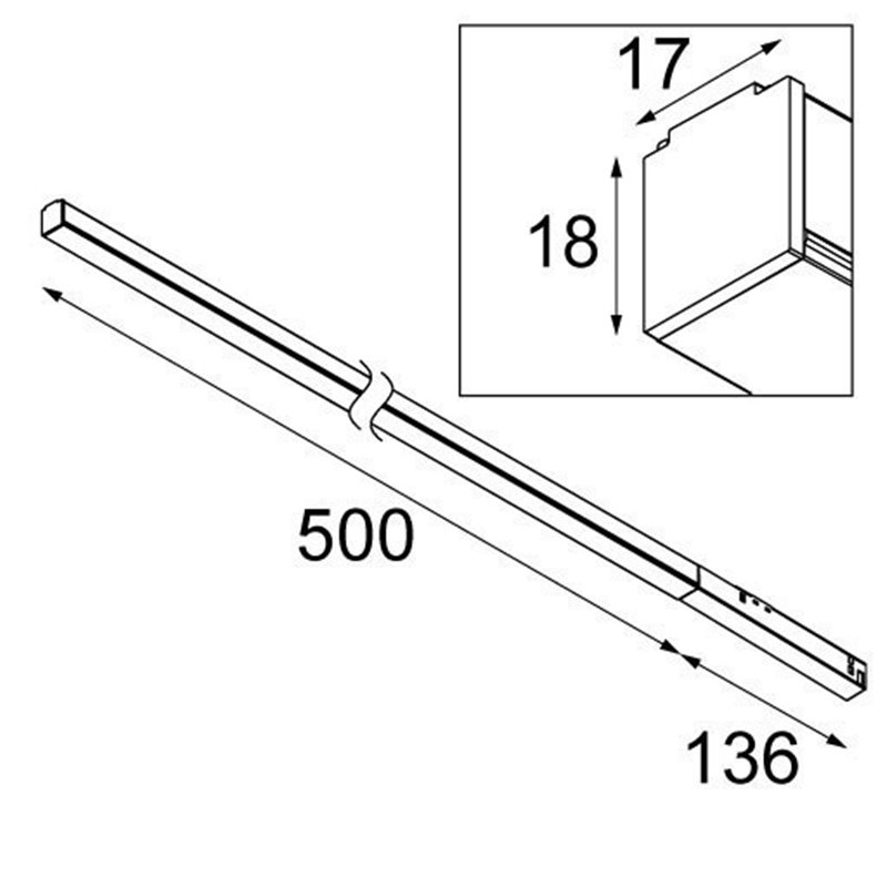 Modular Lighting Pista track 48V LED linear GI (500mm) Schienenbeleuchtungssystem