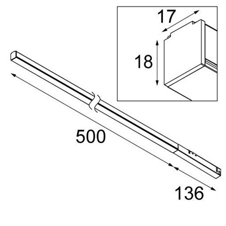 Modular Pista track 48V LED linear GI (500mm) 