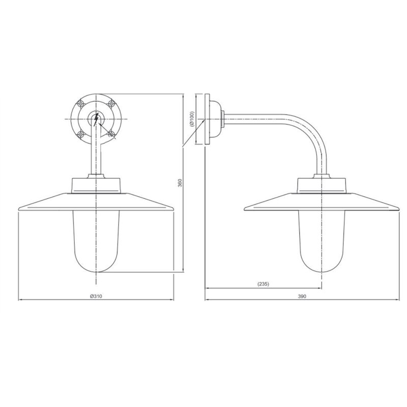 Tekna C QUAY LIGHT 90° Wandlampe