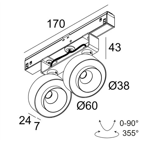 Delta Light M20/M26H - ODRON 2/41 DIM5 Track lighting fixture