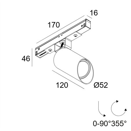Delta Light M20/M26H - Spy 52 Wallwash DIM5 Track lighting fixture