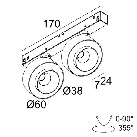 Delta Light M26L - ODRON 2/41 DIM5 Track lighting fixture