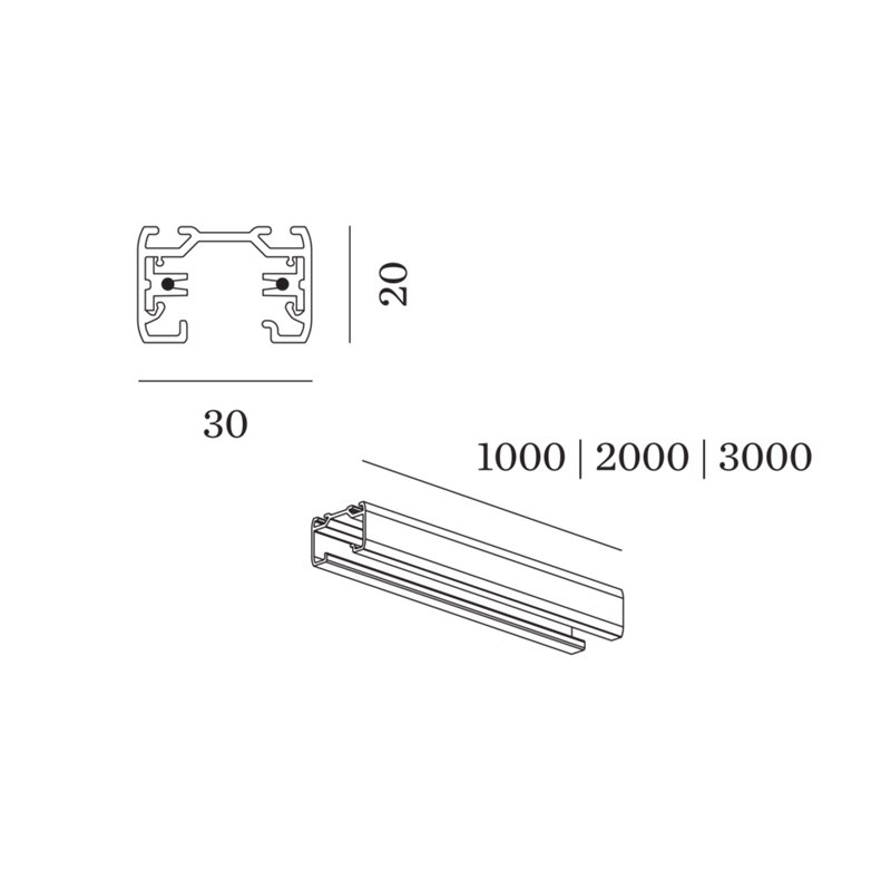 Wever & Ducré Track Profile 3M 1-Phase Track | Surface/Suspended