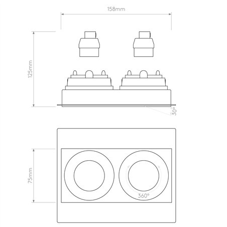 Astro Trimless Square Twin Adjustable | Recessed spot