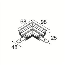 Modular Track 48V Connection 90° Mechanical (For Recessed Trimless Mounting)