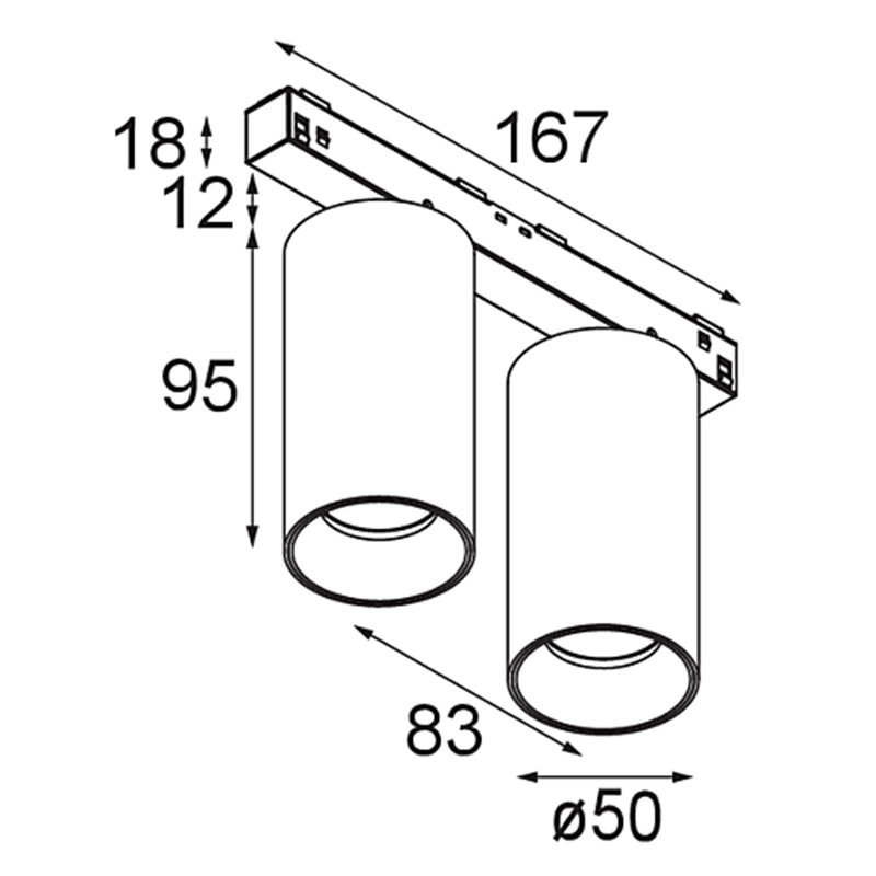 Modular Nyto Track 48V Adjustable 50 2x LED | Schienenbeleuchtung