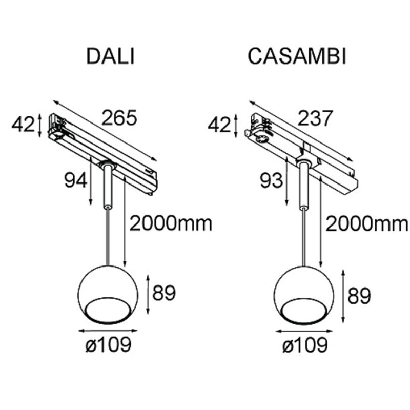 Modular Marbul Track 230V Suspended 109 1x LED DI | Schienenbeleuchtung