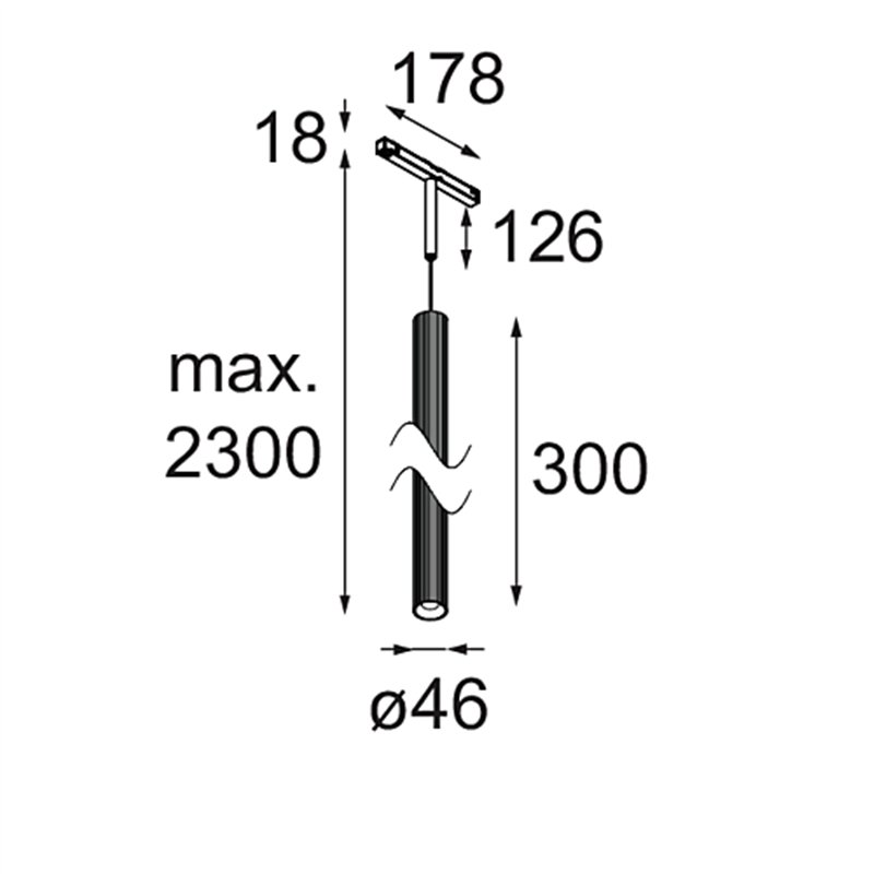 Modular Extruded Stripped Track 48V Suspended 46 300 1x LED DI | Schienenbeleuchtung
