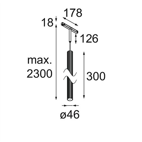 Modular Extruded Stripped Track 48V Suspended 46 300 1x LED DI | Track lighting fixture