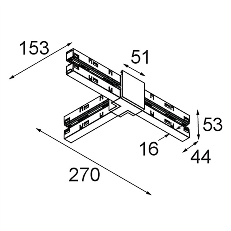 Modular Track 48V High Connection T Up/Down Electrical/Mechanical Left