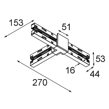 Modular Track 48V High Connection T Up/Down Electrical/Mechanical Right