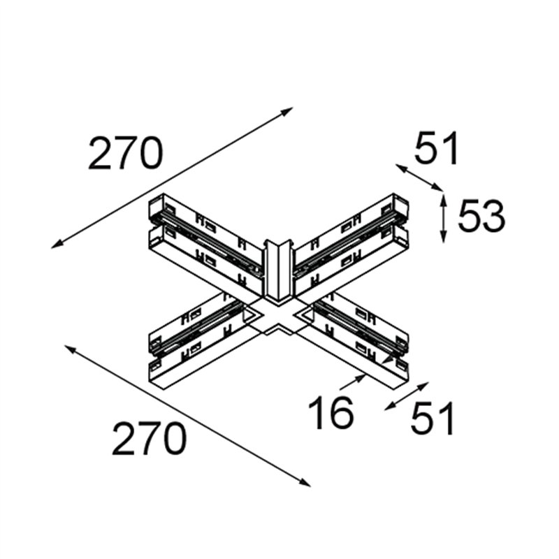 Modular Track 48V High Connection X Up/Down Electrical/Mechanical