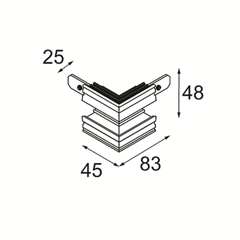Modular Track 48V Connection 90° Mechanical (For Recessed Trimless Mounting) Outside