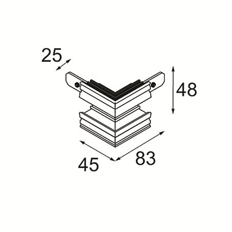 Modular Track 48V Connection 90° Mechanical (For Recessed Trimless Mounting) Outside